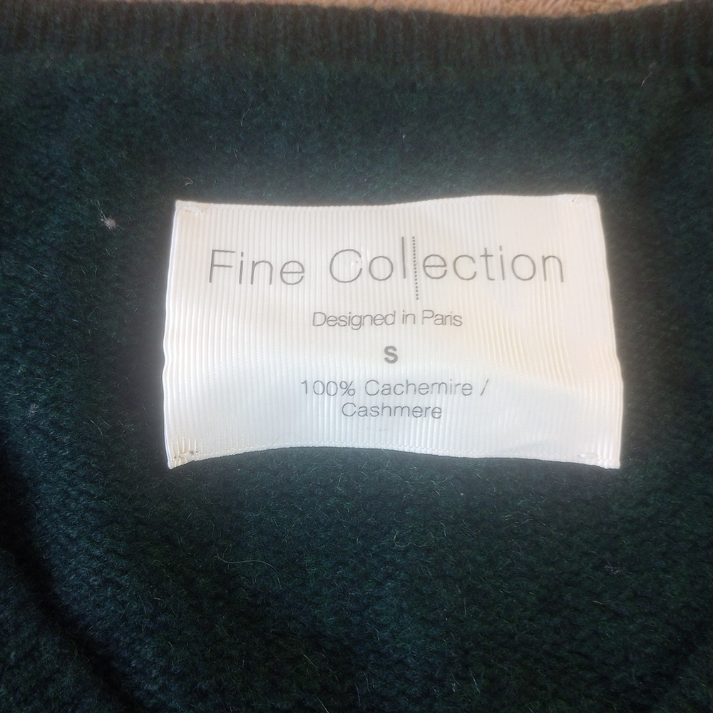 Fine Colection Designe In Paris 100%CashmereWomen's V-Neck Sweater - Dark Green - Picture 7 of 11